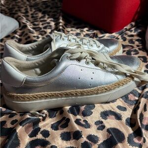 Aldo Silver Women's Sneakers with Tan Accents